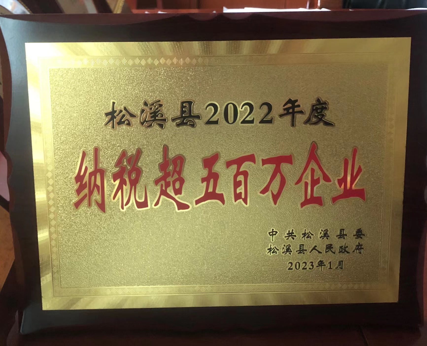 喜報！易順建工集團喜獲“松溪縣2022年度納稅超五百萬企業(yè)”榮譽
